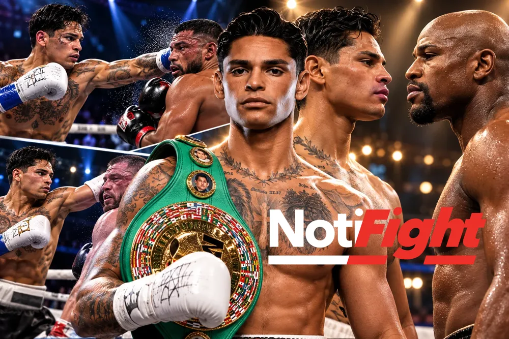 Montaje cinematográfico de boxeo campeón
