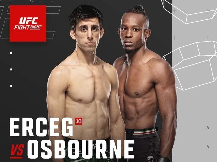 Steve Erceg vs Ode Osbourne el sábado #9Ago en UFC Vegas 109 y ESPN
