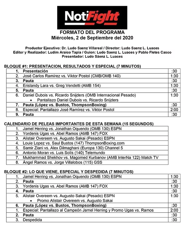 NotiFight TV - Septiembre 2 del 2020