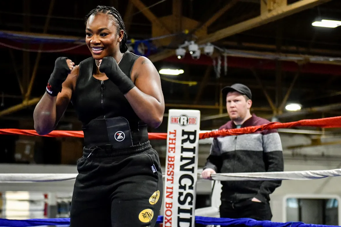 Claressa Shields vs Danielle Perkins Media Workout - 1.7.2024 - Photo x Adam J. Dewey-Salita Promotions-32